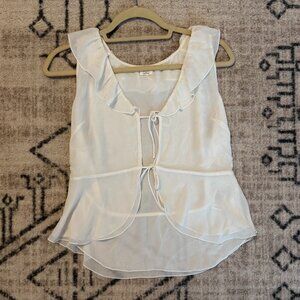 Aritzia Wilfred Flitter Blouse White Chiffon - Size Small